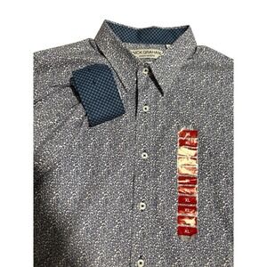Nick Graham Everywhere Shirt Men-blue paisley Stretch modern fit Button up Sz XL